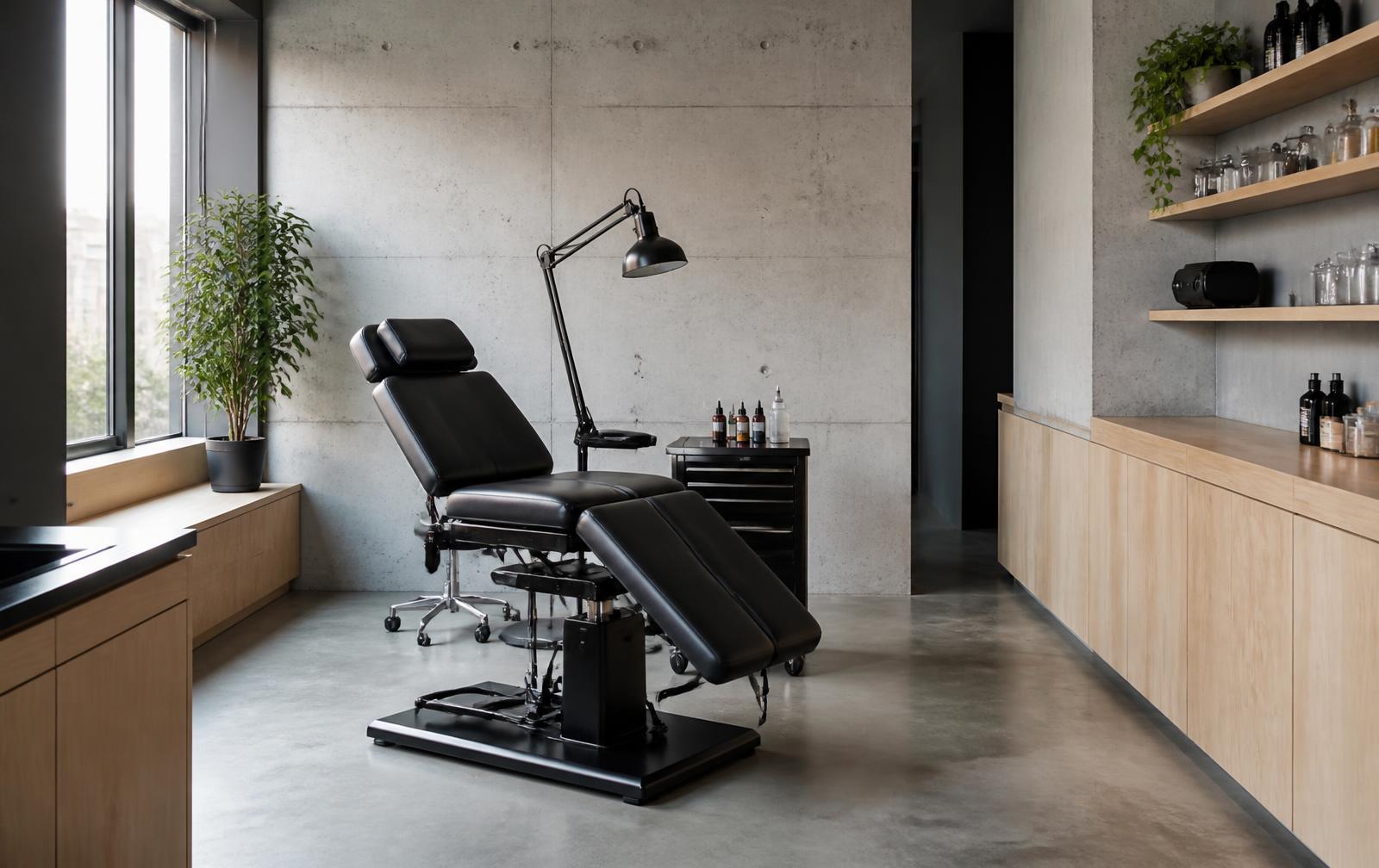 Minimal professional tattoo studio interior